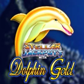 Dolphin Gold with Stellar Jackpots online game logo by Lightning Box Game on flagmancasinoo.com